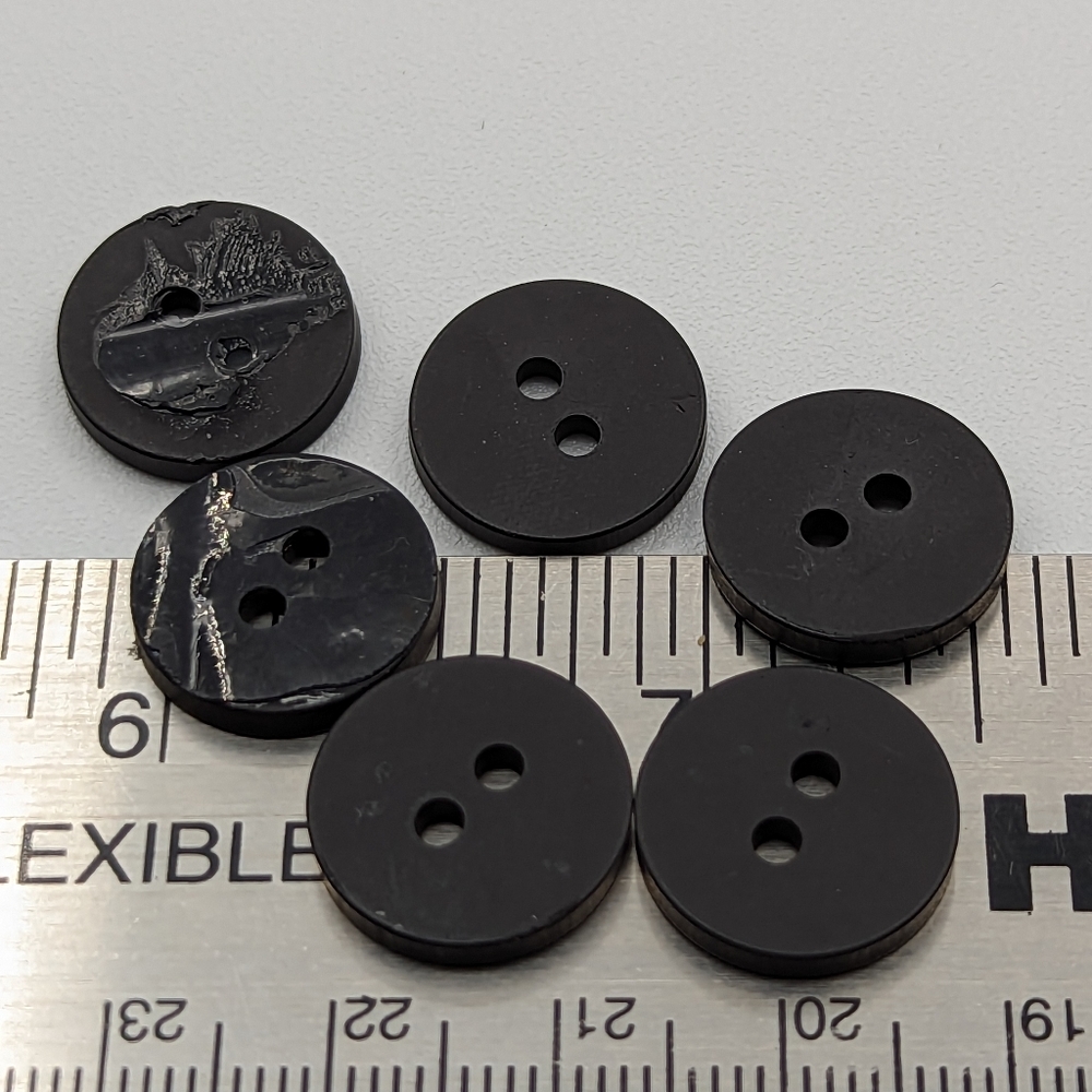 BUTTONS (6) 1/2" round black 4 holes